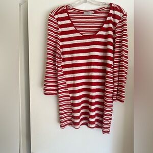 Red and White Striped Women's Top